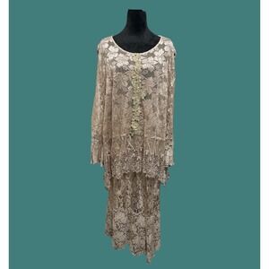Spencer Alexis Lace Overlay Tunic Top & Skirt Set Vintage size 1X fits like L